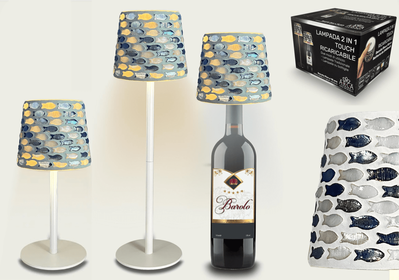 Arca Table Lamp FISH, LED, dimmable, incl bottle adapter, giftbox /1